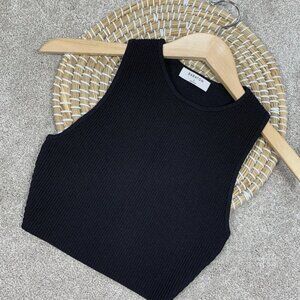 Aritzia Babaton Sculpt Knit Racerback Cropped Tank Top in Black S